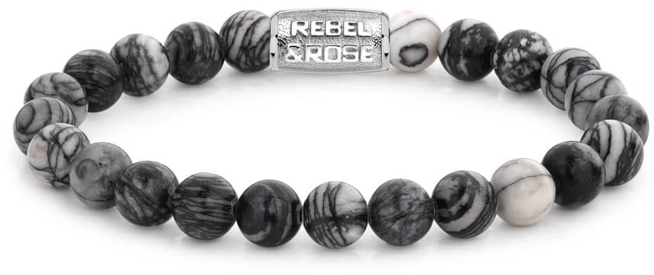 Rebel&Rose Korálkový náramek Black Wolf RR-80032-S 19 cm - L.