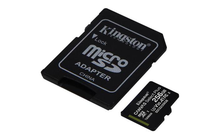 Paměťová karta Kingston Micro 256GB Class 10 UHS-I s adaptérem SD2.
Silný výkon, rychlost a odolnost
MicroSD karta Canvas Select Plus od společnosti Kingston je kompatibilní se zařízeními Android a je navržena pro výkon s hodnocením A1.
• Třída 10 UHS-I s rychlostí až 100 MB/s*