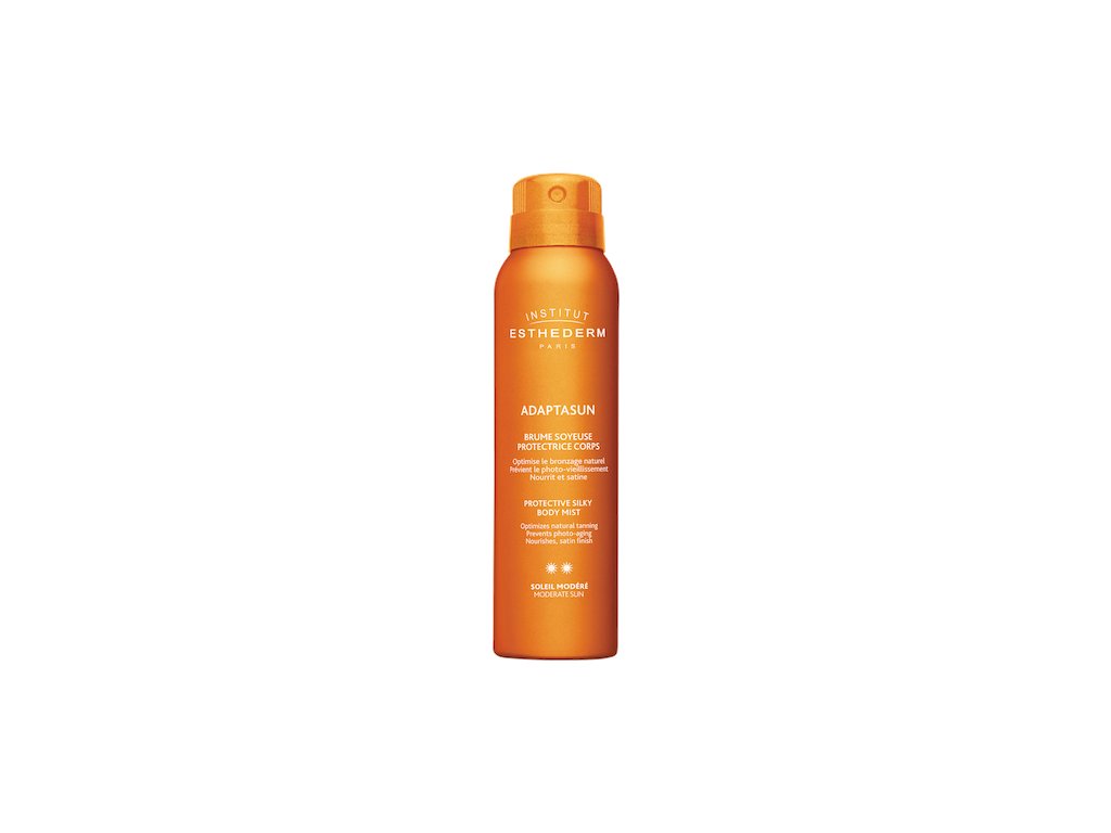 Adaptasun Protective Silky Body Mist - moderate sun 150 ml.

Ochranný opalovací olej ve spreji chrání, optimalizuje přirozené opalování, zachovává kvalitu a mladistvost pleti během slunění.

Hlavní výhody:


	Rychlé a dlouhotrvající zářivé opálení.
	Pleť je krásná, jemná a vláčná díky obsahu pěstících olejů.
	Lehká a neviditelná textura. 
	Praktická aplikace nastříkáním bez nutnosti roztírání.