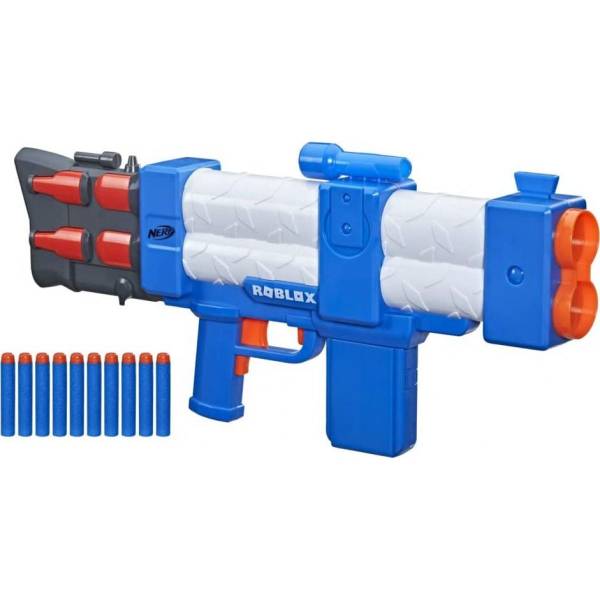 Hasbro Nerf Roblox Arsenal Pulse Laser.

<p>Každý blástr obsahuje speciální kód pro získání virtuálního předmětu ve videohře Roblox.</p>

<p><strong>Skladba a funkčnost:</strong></p>

<ul>
	<li>automatický šipkový blástr motorizovaný</li>
	<li>vložení nabitého zásobníku do blástru</li>
	<li>podržení pojistky pro spuštění motoru</li>
	<li>stisknutí spouště, vystřelení šipky</li>
</ul>

<p><strong>Obsah balení:</strong></p>

<ul>
	<li>blástr s odnímatelným zásobníkem</li>
	<li>10 oficiálních šipek Nerf Elite</li>
</ul>

<p><strong>Kupte dětem blástr Nerf Roblox!</strong></p>

<p><strong>Vhodné</strong> pro děti <strong>od 8 let</strong><br />
Materiál: plast<br />
Baterie: 4 x AA 1,5V (nejsou součástí balení)</p>