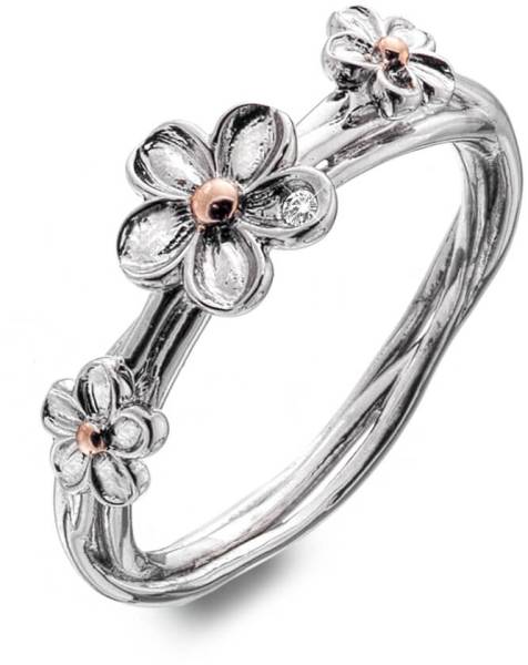 Hot Diamonds Stříbrný květinový prsten Forget me not DR214 50 mm.