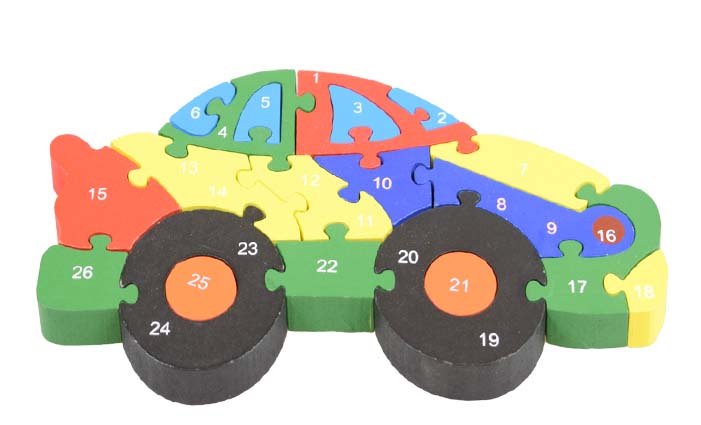 Vzdělávací dřevěné puzzle auto 