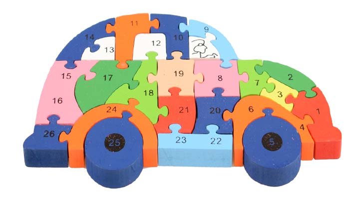 Vzdělávací dřevěné puzzle auto 