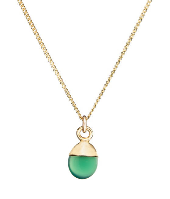 Decadorn Půvabný pozlacený náhrdelník se zeleným achátem.