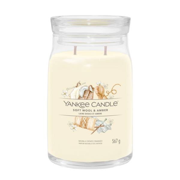 Yankee Candle Aromatická svíčka Signature sklo velké Soft Wool & Amber 567 g.