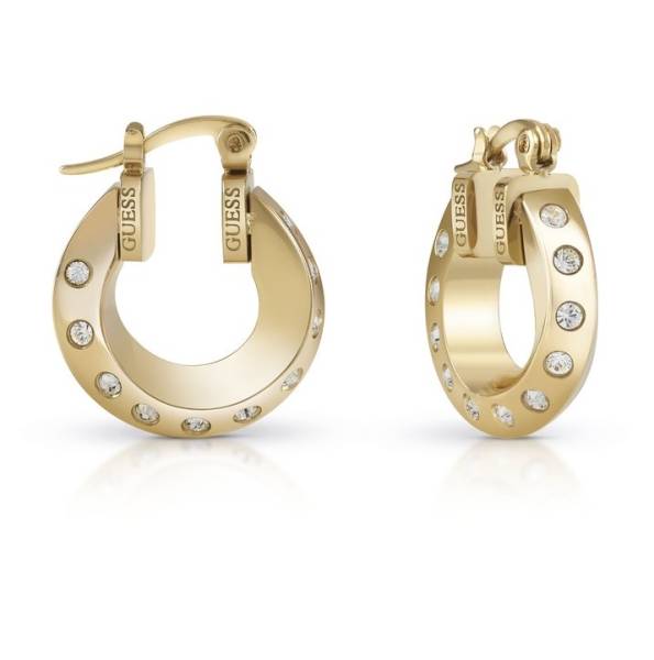 Guess Pozlacené náušnice kruhy s krystaly Hoops Don`t Lie JUBE01487JWYGT/U.