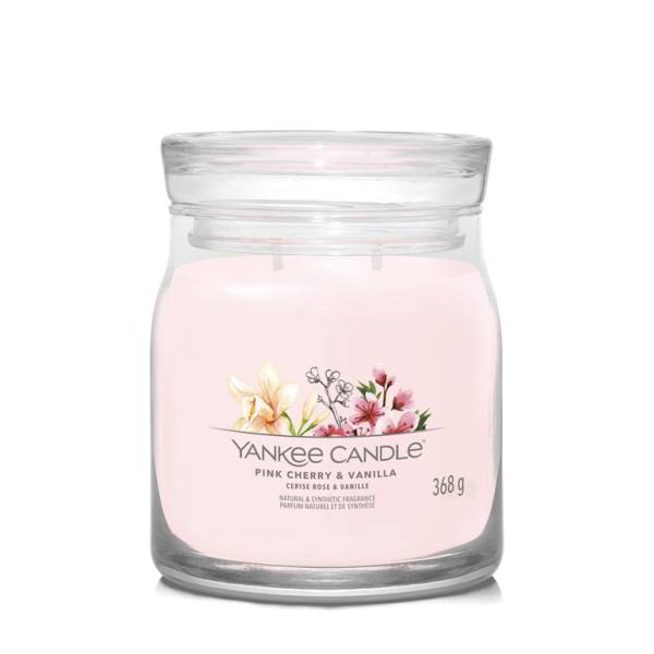 Yankee Candle Aromatická svíčka Signature sklo střední Pink Cherry & Vanilla 368 g.