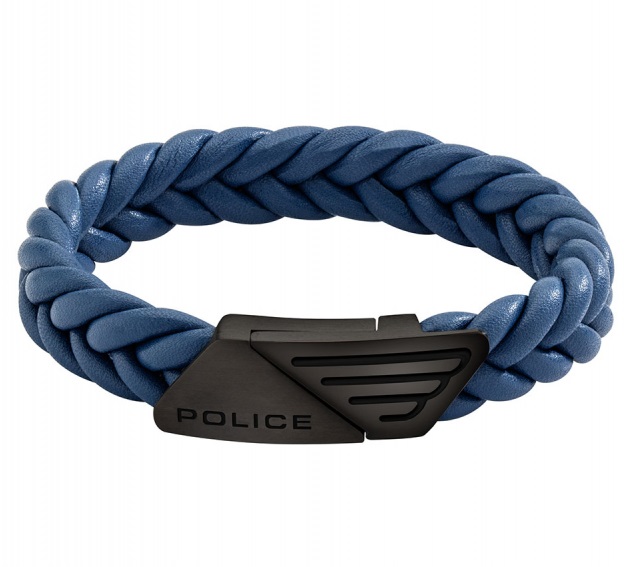 Police Výrazný kožený náramek pro muže Barnhill PJ26558BLU/02.