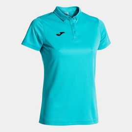 Dámské triko Joma Hobby Women Polo Shirt S/S Fluor Turquoise velikost XS.