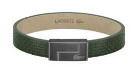 Lacoste Zelený kožený náramek Monogram Leather 2040186 17,5 cm.