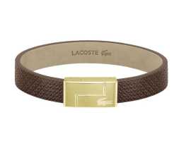 Lacoste Hnědý kožený náramek Monogram Leather 2040187 17,5 cm.