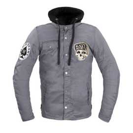 Pánská bunda W-TEC Black Heart Garage Built Jacket  tmavě šedá  S.

Certifikované chrániče na loktech a ramenech pak přispívají k bezpečné jízdě.

Bunda je vybavena dvěma kapsami na břiše, hrudní kapsičkou a vnitřní kapsou pro veškeré potřebné náležitosti.

A co dokresluje design a pojetí celé bundy - to jsou prošívané motorkářské motivy - včetně velkého loga na zádech.


	vyjímatelné CE chrániče na loktech a ramenech
	příprava pro zádový chránič (není součástí balení)
	vnitřní síťovinová mesh podšívka
	hlavní zapínání na zip a druky
	2 břišní kapsy bez zapínání
	náprsní kapsa na druk
	vnitřní kapsa na suchý zip
	regulační pásky na druky v oblasti boků k upravení velikosti
	rukávy rozšiřitelné na koncích pomocí zipu
	nastavitelná kapuce na tkaničky, odnímatelná pomocí druků
	rafinovaný střih u lopatek pro vyšší komfort během jízdy
	velký prošívaný motiv/logo Black Heart na zádech
	prošívaný motiv/logo Black Heart na rukávu
	prošívaný motiv/logo Black Heart na hrudi
	poutko na pověšení
	materiál: vnější: 35% bavlna, 65% polyester; vnitřní: 100% polyester
	s vyjmutými chrániči lze používat i jako volnočasové oblečení
Velikostní tabulka (rozměry bundy):


	
		
			 
			Obvod hrudi (cm)
			Obvod pasu (cm)
			Obvod boků (cm)
			Šířka ramen (cm)
			Délka rukávu (cm)
			Celková délka (cm)
		
		
			S
			112
			106
			112
			47
			64
			70
		
		
			M
			116
			110
			116
			48
			65
			71
		
		
			L
			120
			114
			120
			49
			66
			72
		
		
			XL
			124
			118
			124
			50
			67
			73
		
		
			XXL
			128
			122
			128
			51
			68
			74
		
		
			3XL
			132
			126
			132
			52
			69
			75
		
		
			4XL
			136
			130
			136
			53
			70
			76
		
		
			5XL
			140
			134
			140
			54
			71
			77