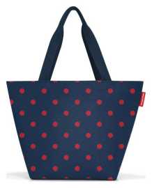 Reisenthel Shopper M Mixed Dots Red možnost uzavření na zip uvnitř kapsa na zip obdélníkové dno zaručující stabilitu při stání vyrobeno z prvotřídního polyesteru