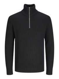 Jack&Jones Pánský svetr JJEPERFECT Structure Fit 12257773 Black XXL.